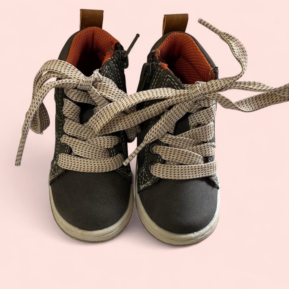 5C Boys Day five Lil Caleb High Top Dark Gray & Brown Toddler Sneaker Boots